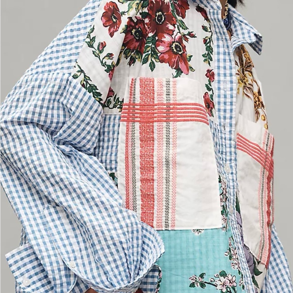 Maeve Anthropologie Patchwork Button Down Women's… - image 2